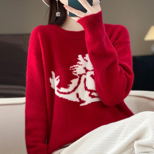 AVANN圆领七针加厚生肖龙100%羊毛衫N893 商品图5