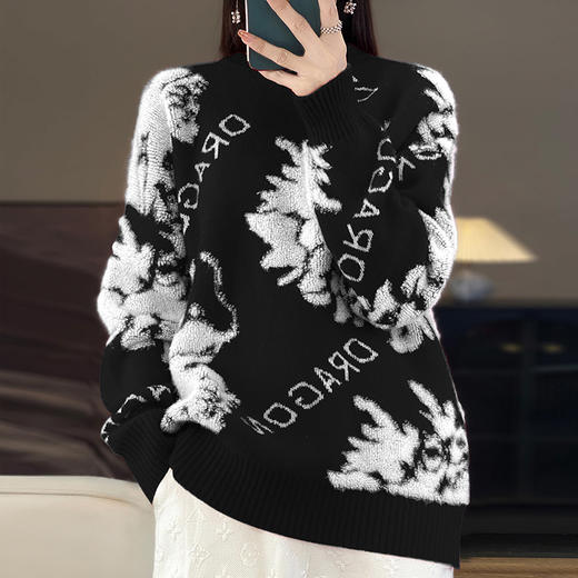 AVANN 新年款十二针加厚安迪绒全身提花圆领毛衣JR-533 商品图3