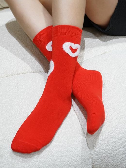 大红爱心短筒女棉袜AU34617 商品图2