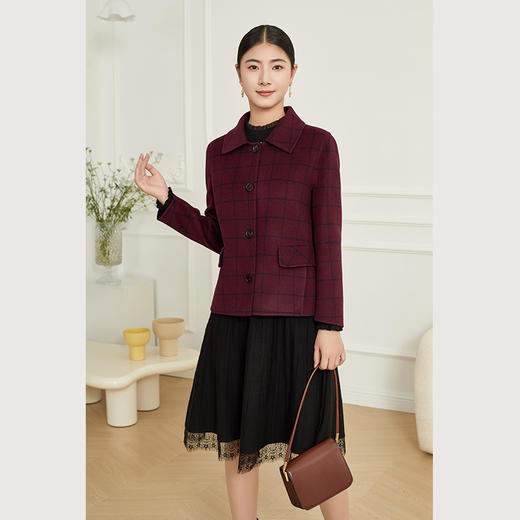 乔万尼绵羊毛大衣格纹短外套ET4B975 商品图1