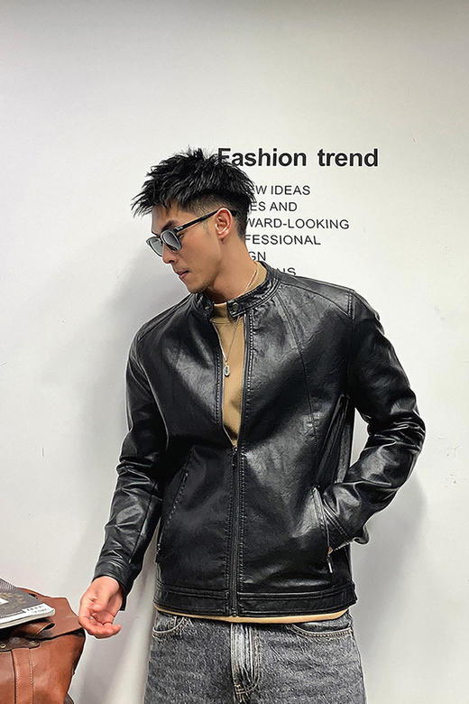 徐太浪黑色炸街机车服皮衣男士春秋潮牌美式修身痞帅夹克外套男潮 商品图5