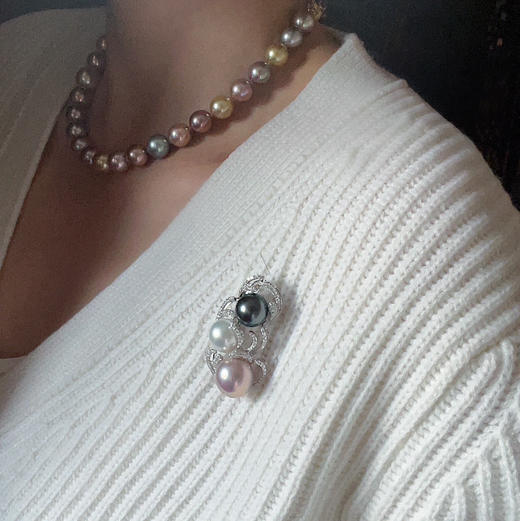 ONLY系列 18K镶钻石、大溪地珍珠、南洋珠和爱迪生珍珠 胸针 商品图2