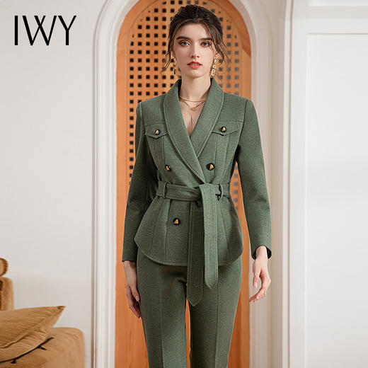 IWY/绿色高级感加厚西装外套时尚干练职业套裤女秋冬新款CP1652 商品图4
