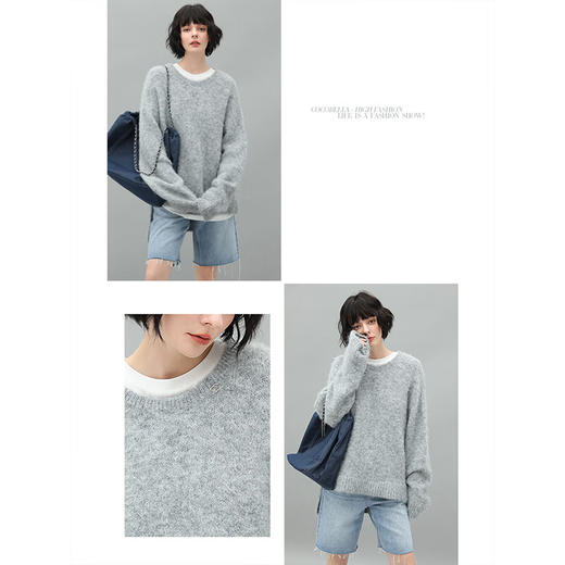 COCOBELLA定制金属LOGO软糯毛衣女美拉德穿搭气质针织衫MZ551C 商品图2