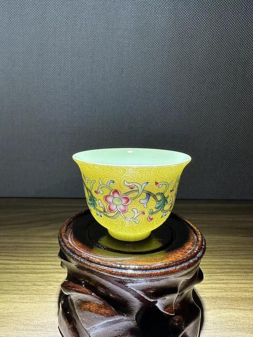 景德镇陶瓷 国瓷红叶 5头手绘扒花黄地富华连绵茶具 商品图2