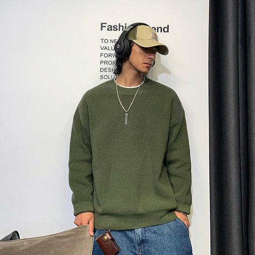 徐太浪日系纯色慵懒气质毛衣男秋冬款潮牌宽松内搭圆领针织衫上衣 商品图0