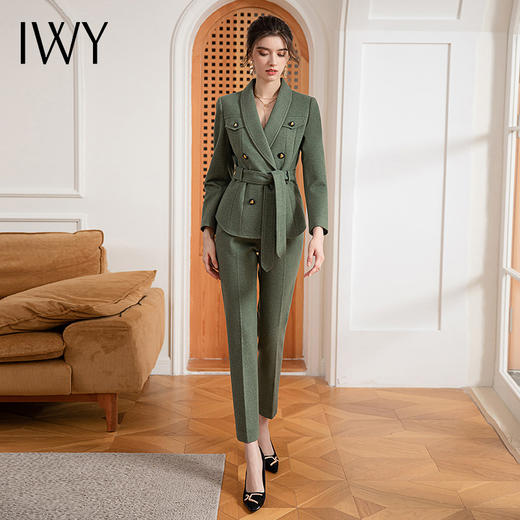 IWY/绿色高级感加厚西装外套时尚干练职业套裤女秋冬新款CP1652 商品图2