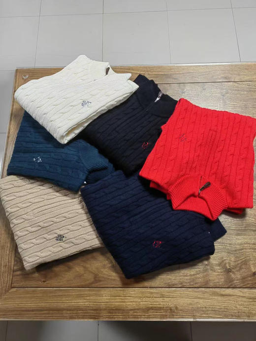 小马标 经典纽花 90%羊毛 高领半拉链套头针织衫 6色 PT-1155 商品图0