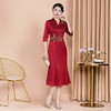 改良版年轻款复古红色旗袍礼服高端连衣裙WX-88339 商品缩略图2