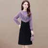 洋气修身，新款圆领长袖A字裙蕾丝拼接中长款假两件时尚连衣裙QYM-XQD-53B72-L 商品缩略图0