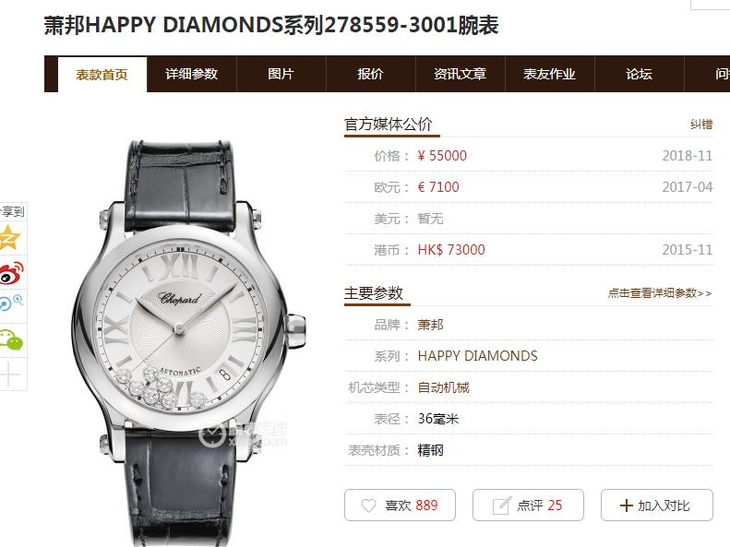 YF萧邦快乐钻278559-3001腕表真假对比评测
