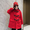 17WS连帽牛角扣百搭夹棉呢绒中外套31023（黑红） 冬季 307154032105 商品缩略图3