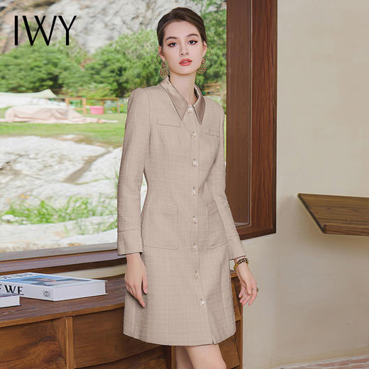 IWY/名媛法式连衣裙女秋冬长袖设计感显瘦长裙气质高端职业裙装工作服Q980 商品图3