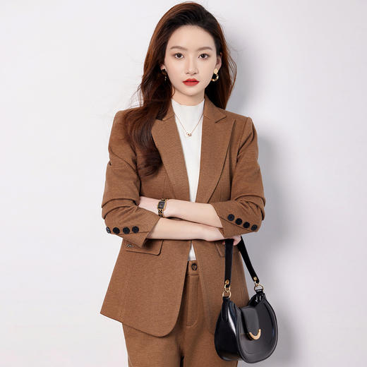 【上衣+裤子】罗蒙女士套装简约修身百搭通勤舒适西装职业两件套女 商品图2