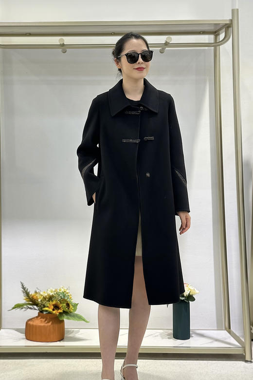 青骊色、漆黑色绵羊毛大衣LZ6C01 商品图11