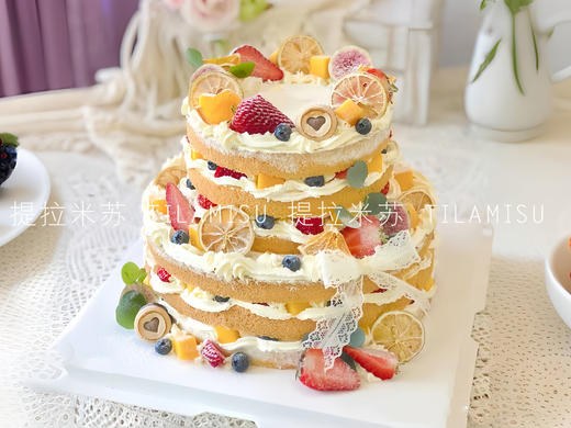 ins风双层森系裸蛋糕 商品图0