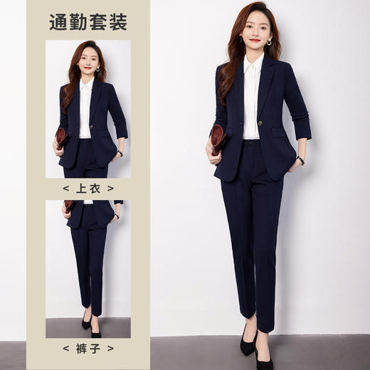 【上衣+裤子】罗蒙女士套装简约干练职业面试工作装西装两件套女 商品图5
