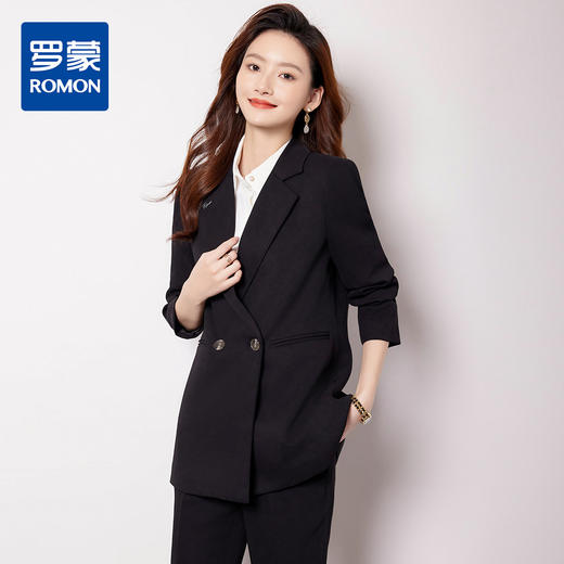 【上衣+裤子】罗蒙女士两件套套装时尚气质简约职场西服套装女 商品图0
