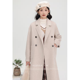 鹿向南《燕麦可可》双面呢手工重工大衣女2023冬季新款毛呢外套LXN31913
