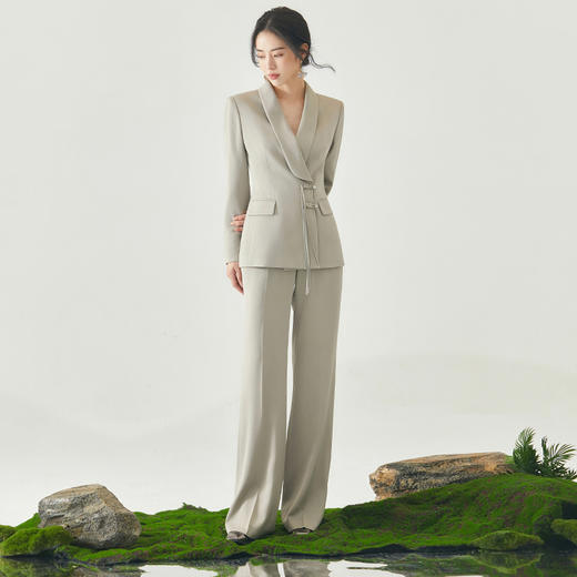 IWY/灰色新中式套装秋冬高级感面试西装外套上镜国风主持人年会装FYC224+FYP225 商品图1