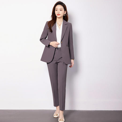 【上衣+裤子】罗蒙女士套装商务通勤职业百搭气质面试两件套女 商品图3