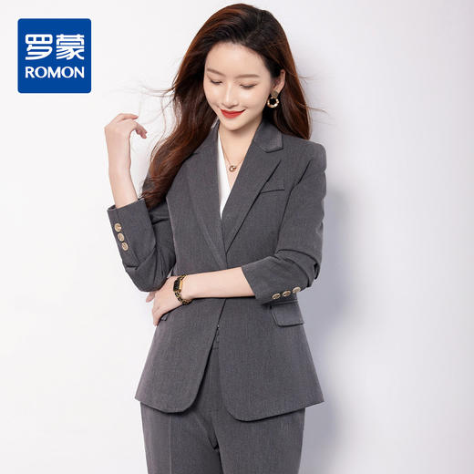 【上衣+裤子】罗蒙女士套装舒适百搭气质时尚简约套装两件套女 商品图0