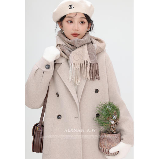 鹿向南《燕麦可可》双面呢手工重工大衣女冬季新款毛呢外套LXN31913 商品图5