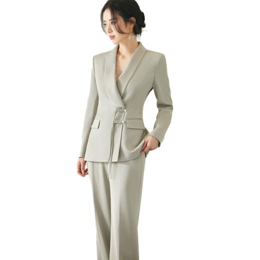 IWY/灰色新中式套装秋冬高级感面试西装外套上镜国风主持人年会装FYC224+FYP225 商品图3