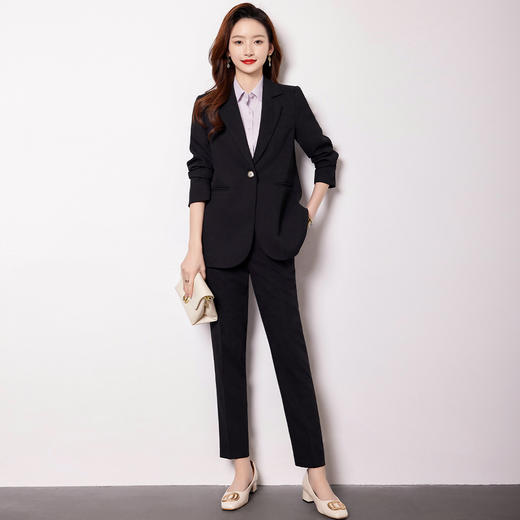 【上衣+裤子】罗蒙女士套装商务通勤职业百搭气质面试两件套女 商品图5