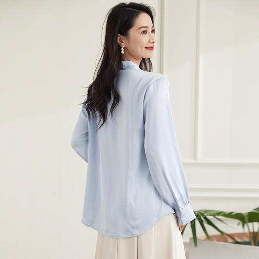 【知性优雅】罗蒙四季款女士长袖衬衫系带领结简约日常百搭清新衬衫女 商品图9