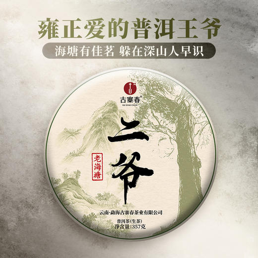 【二爷老海塘】2023年头春头采云南八大名茶之一普洱茶生茶357g/饼 拍5发6 商品图0