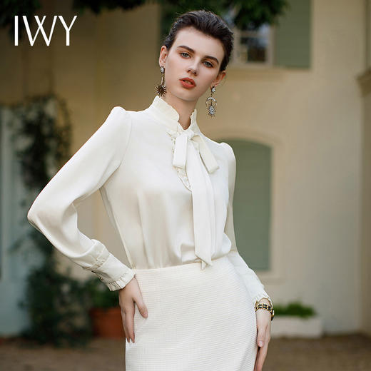 IWY/气质韩版百搭系带衬衫女长袖西装内搭法式名媛上衣公务员面试正装B505 商品图3