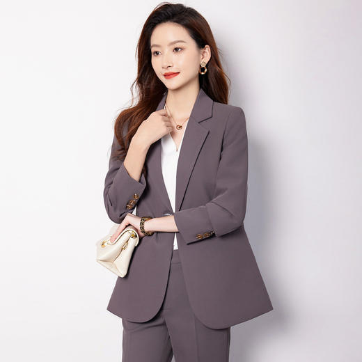 【上衣+裤子】罗蒙女士套装商务通勤职业百搭气质面试两件套女 商品图2