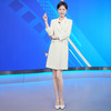 IWY/淡黄色播音艺考主持人正装女双排扣西装连衣裙七分袖上镜装olQ973 商品缩略图3