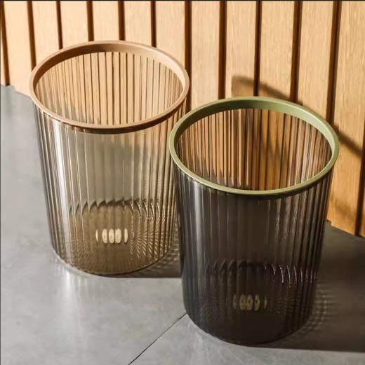 富日透明塑料垃圾桶家用客厅厨房卫生间无盖压圈圆形纸篓筒 商品图2