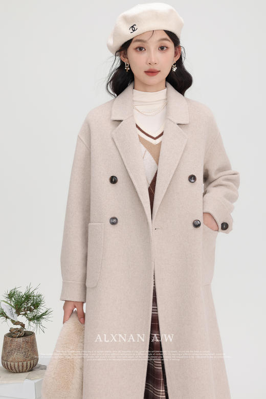 鹿向南《燕麦可可》双面呢手工重工大衣女冬季新款毛呢外套LXN31913 商品图3