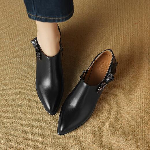 【预售5天】软底妈妈鞋，牛皮中跟尖头粗跟马丁靴深口鞋BXJ-379-2 商品图3