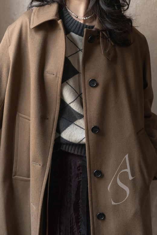 Margaret Howell  日版橄榄棕斜纹羊毛A型大衣 商品图3