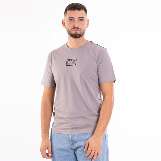 EMPORIO ARMANI EA7 阿玛尼 男士棉质徽标印花圆领短袖T恤 浅灰色 6RPT05 PJ02Z 1920 商品图0