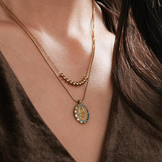 Manreya玛芮雅“魅力绮境”绿松石双层叠戴项链复古中古vintage新年礼物 商品图5