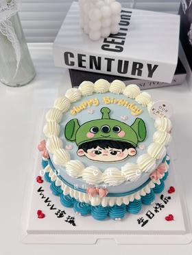 三眼仔卡通手绘复古蛋糕-低糖处理无添加