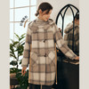 欧芮儿格纹牛角扣连帽双面呢外套复古学院风 商品缩略图1