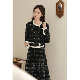 鹿向南《柏林艺术生》通勤气质格子时尚套装女秋冬款活泼减龄裙子