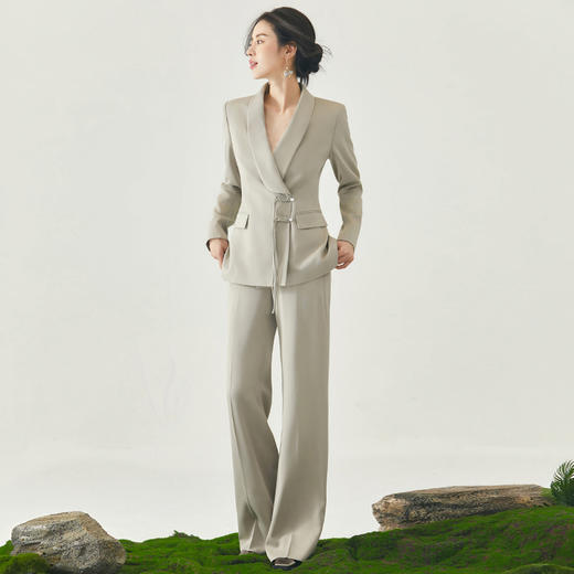 IWY/灰色新中式套装秋冬高级感面试西装外套上镜国风主持人年会装FYC224+FYP225 商品图2