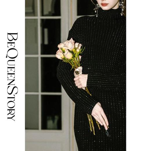 【大货捡漏，不退不换】  【浓情费列罗】100美利奴羊毛半高领长袖毛衣&开叉半裙 商品图4