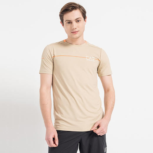 EMPORIO ARMANI EA7 阿玛尼 男士字母徽标印花圆领短袖T恤 卡其色 3RPT30 PJEMZ 1722 商品图0
