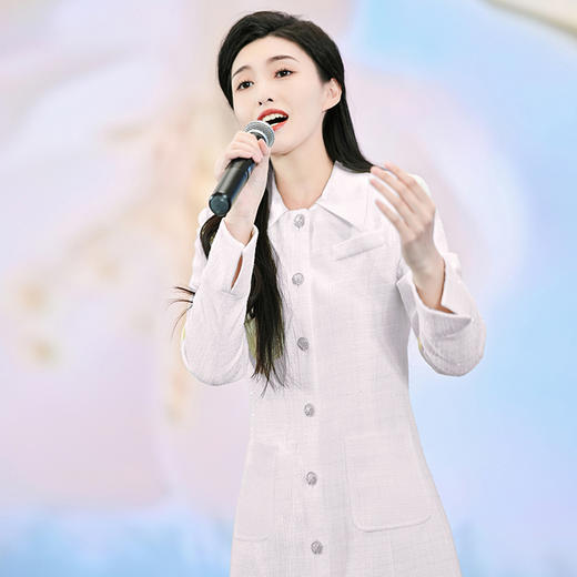 IWY/米白色气质名媛连衣裙女小香风翻领艺考生主持人上镜正装Q980 商品图1