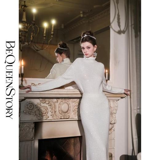 【大货捡漏，不退不换】  【浓情费列罗】100美利奴羊毛半高领长袖毛衣&开叉半裙 商品图0