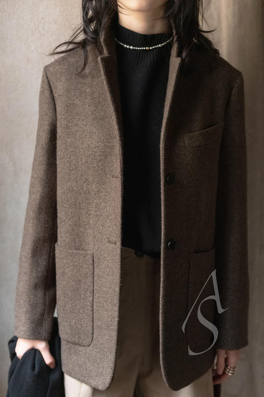 Margaret Howell  卡其绿/黑色罗纹半高领长版羊绒衫 商品图10