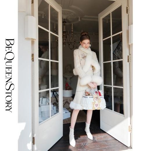 【年终福利，不退不换】【紫苏海棠】羊毛混纺拼接狐狸毛填充白鹅绒外套&半裙 商品图3